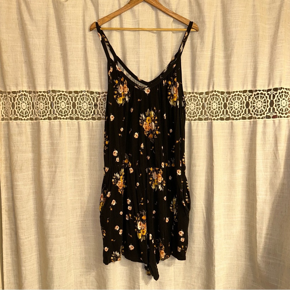Torrid Floral Black Sleeveless Romper